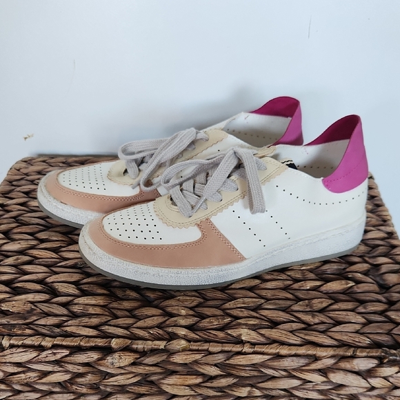ShuShop Women's Sneakers - White, Pink, and Tan - Picture 1 of 4